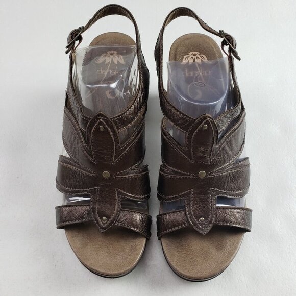 Dansko Nina Slingback Platform Sandal Womens 9.5-10 40 Brown Leather Heeled Shoe - Picture 3 of 11
